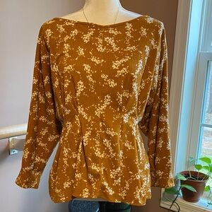 Anthropologie Mustard Floral Blouse S